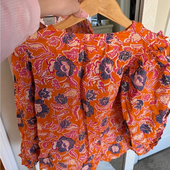 Cleobella Talia Organic Orange Floral Blouse - Picture 4 of 8
